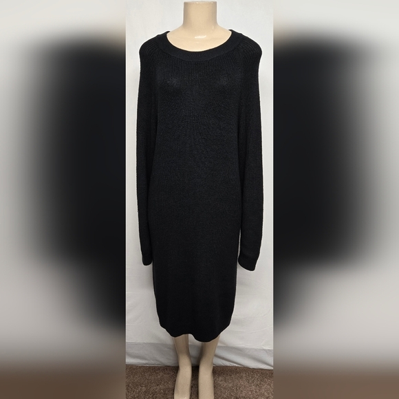 Core Life L Black Knit Dress Long Sleeves Stretch New - Picture 3 of 7